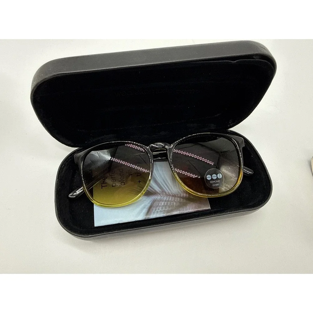Komono Sunglasses Unisex OS Black Yellow New UV400 Gradient Lens Two-Tone Frame